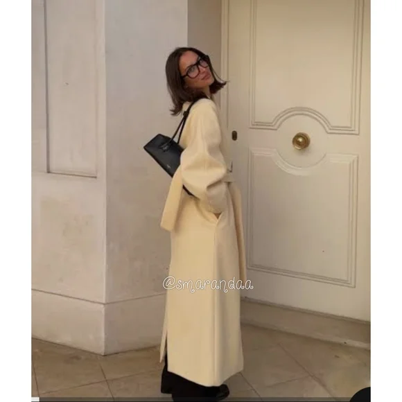 Zara Oversized Wool Blend Coat Cream Size L - Picture 7 of 17